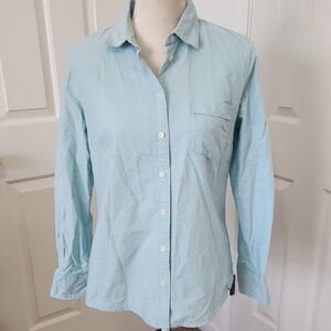 J. Crew 100% Cotton Medium Weight Button-down Shirt Medium Light Aqua Blue